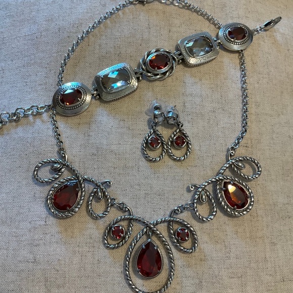 Brighton amber color stone necklace, bracelet, earring set - Picture 2 of 10